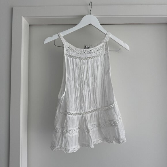 Free People - Constant Crush White Button Tank - Picture 1 of 3